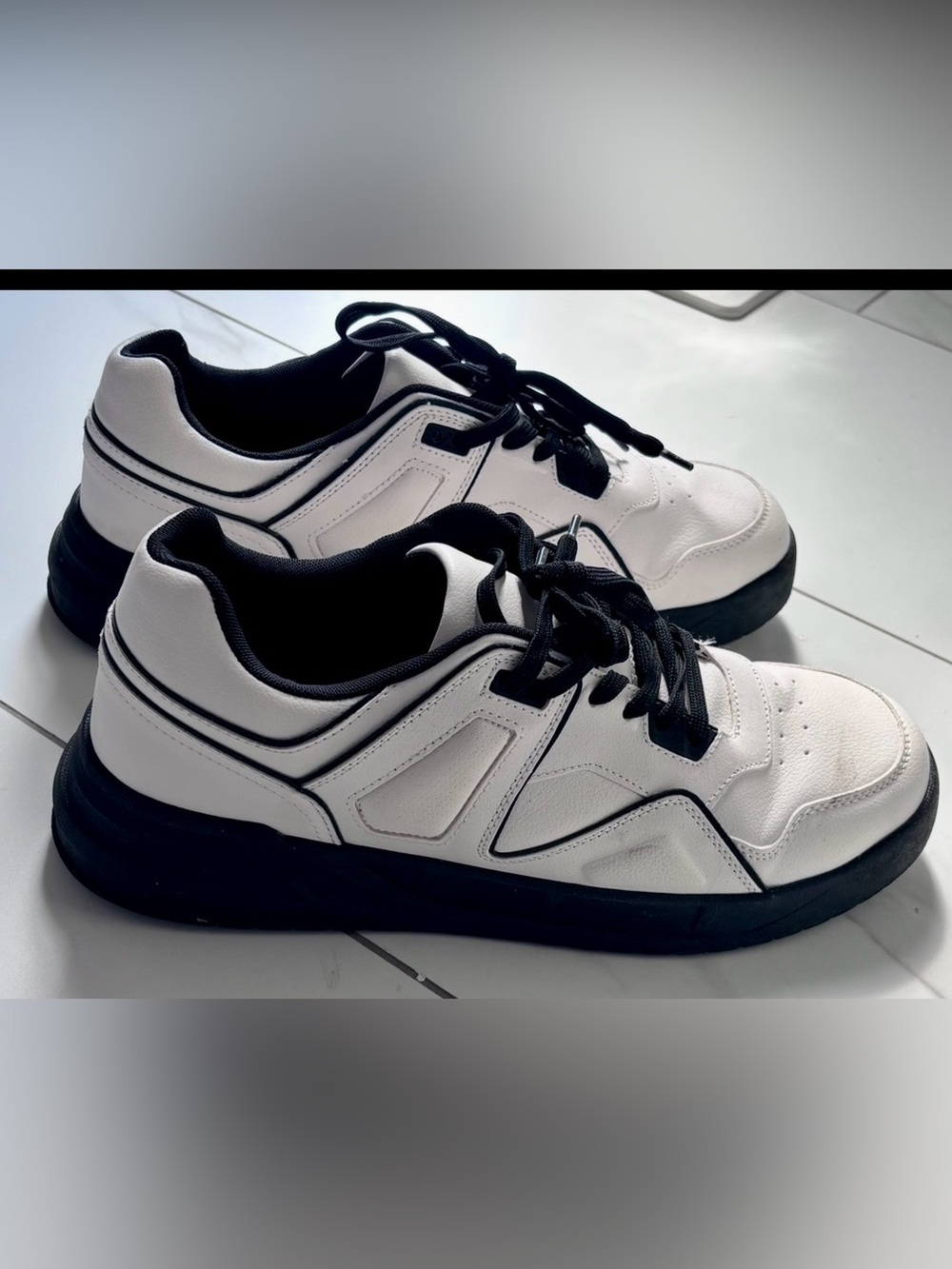 ZARA Men’s White & black leathers style Sneakers